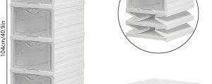 CARLA HOME 6-Tier Stackable Shoe Storage Box Organiser with Clear Door for Closet, Entryway or Cabinet