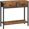 Narrow Console Table Rustic Brown Nonwoven Drawers