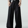 Mauroicardi Spring Autumn Long Loose Casual Baggy Flowy Soft Black Pleated Wide Leg Pants Men Luxury Designer Emo Clothing 2024