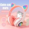 Bluetooth Earphones JST-28 Wireless Stereo Music Earbuds with Mic for Phones Sports Gaming Headset Cat Ears Blue
