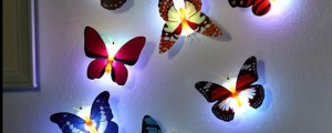 5PCS Hot Butterfly Night Light Creative Funny Colorful Glowing Butterfly Light Stickable Diy LED House Decorative Wall Lights