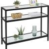 CharcoalBlack 39.5 Inches Tempered Glass Console Table