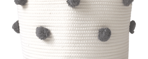 Charcoal Grey Pom Basket - Large