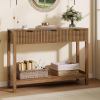 Fluted Console Table With StorageDrawers Brown Walnut