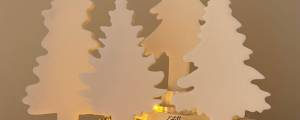 Winter Tree Silhouette Taper Candles Set, Minimalist Holiday & Nordic Winter Decor