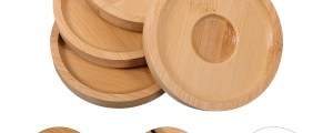 4Pcs Bamboo Rotatable Whiskey Glass Coasters Heat-Resistant Spinning Round Cup Pads for Table Glass Tumbler Drink