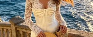 Women's Lace Sleeves Corset Mini Dress Deep V-Neck Sheer Romantic Evening Dress Elegant Party Wear Female Clothing Summer Suit