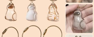 Cat Shaped Pet Hair Keepsake Keychain Charm Resin Dog Shaped Memorial Pendant Handmade DIY Pet Souvenir Keychain for Pet Lovers